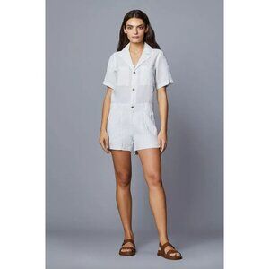 DL1961 Hannah Linen Short Romper White Linen Womens Size XS
